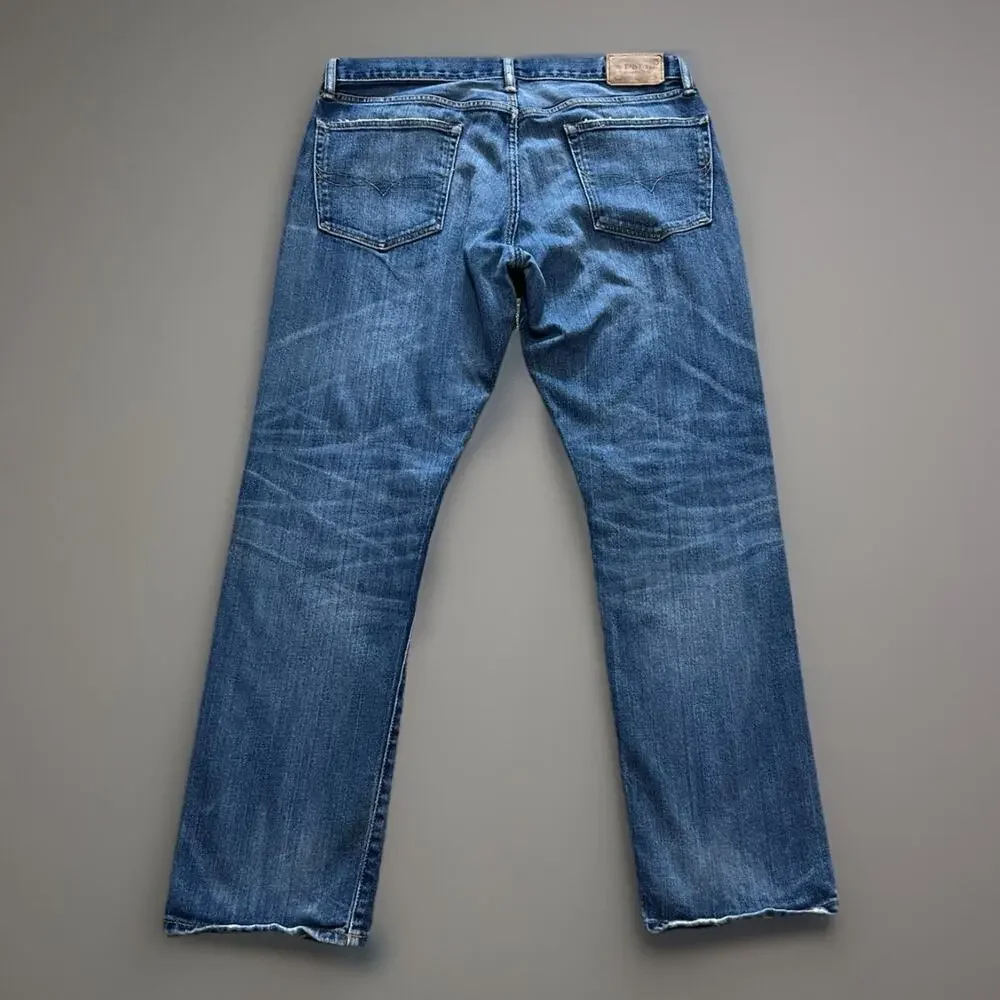 Polo Ralph Lauren Hampton Straight Blue Jeans Mens 36x32 (38) Distressed